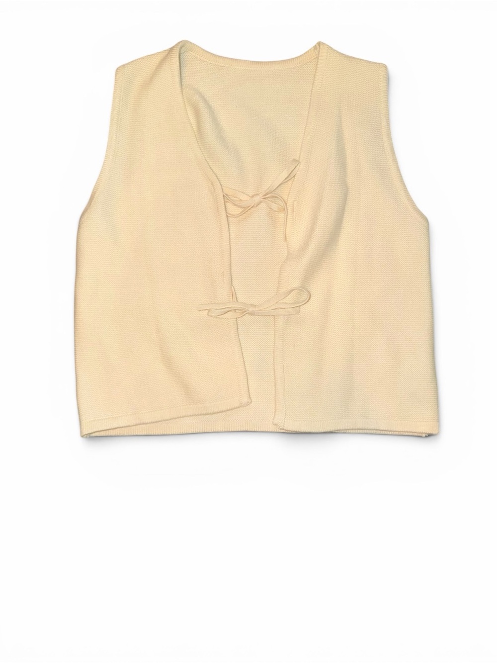 Cream Knit Tie-Front Vest
